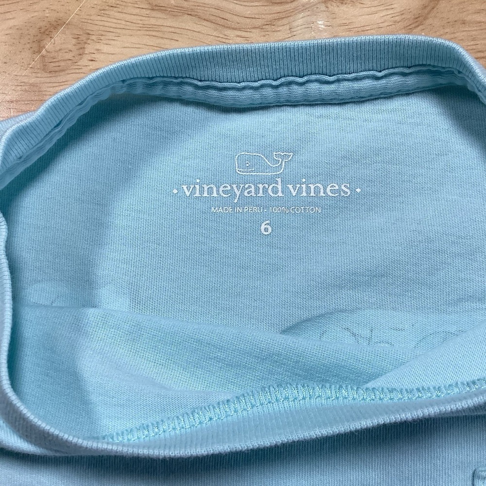 Girls Vineyard Vines Pool Float Flamingos Short Sleeve Pocket Tee- Blue- Size 6 - Picture 4 of 5